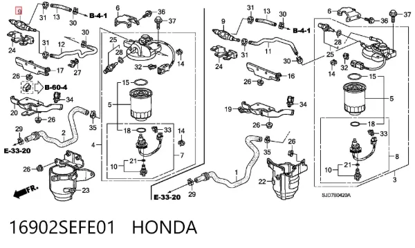 Pera de cebado manual de combustible 16902SEFE01 Honda
