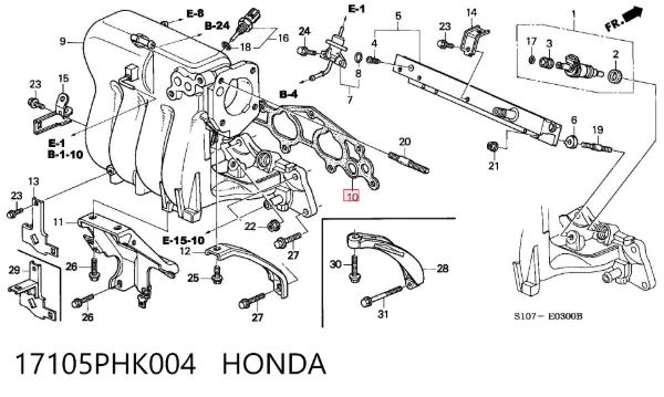 Junta de colector de admisión 17105PHK004 Honda