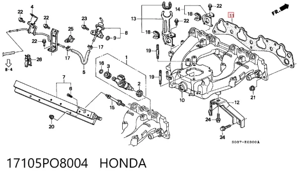 Junta superior del colector de admisión 17105PO8004 Honda