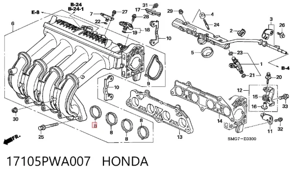 Junta de colector de admisión 17105PWA007 Honda