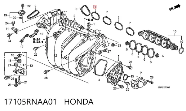 Junta de colector de admisión 17105RNAA01 Honda