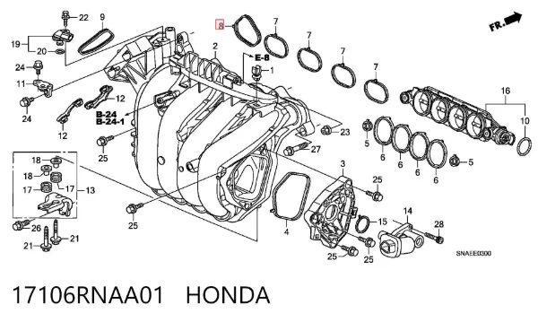 Junta de colector de admisión 17106RNAA01 Honda