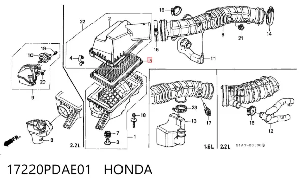 Filtro de aire 17220PDAE01 Honda