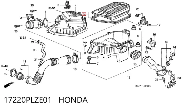 Filtro de aire 17220PLZE01 Honda
