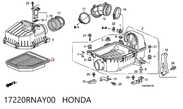 Filtro de aire 17220RNAY00 Honda