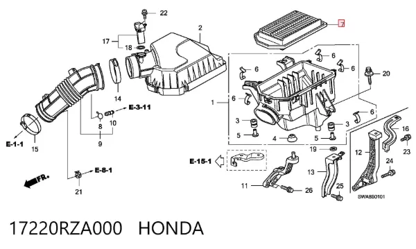 Filtro de aire 17220RZA000 Honda