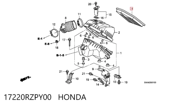 Filtro de aire 17220RZPY00 Honda