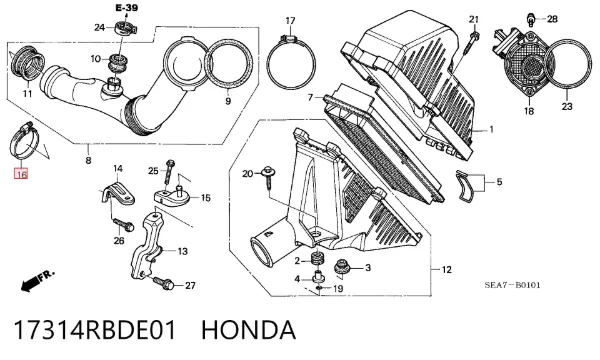  17314RBDE01 Honda