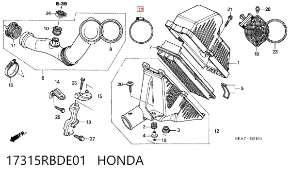  17315RBDE01 Honda