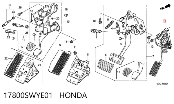 Pedal del acelerador 17800SWYE01 Honda