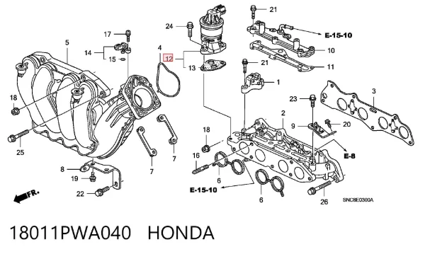 Válvula EGR 18011PWA040 Honda