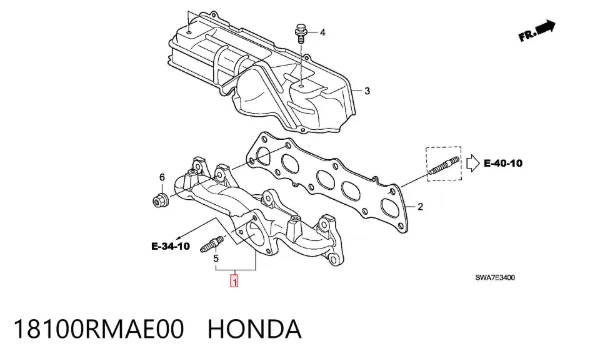 Colector de escape 18100RMAE00 Honda