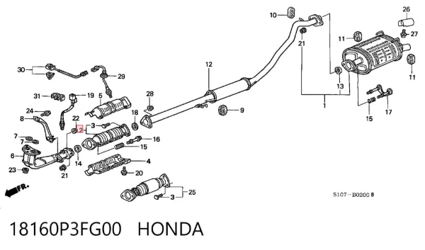 Catalizador 18160P3FG00 Honda