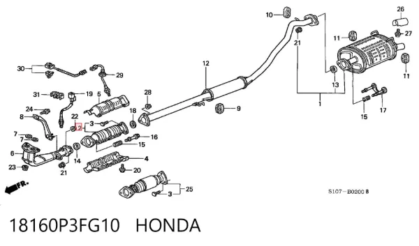 Filtro de partículas 18160P3FG10 Honda