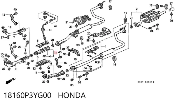 Catalizador 18160P3YG00 Honda