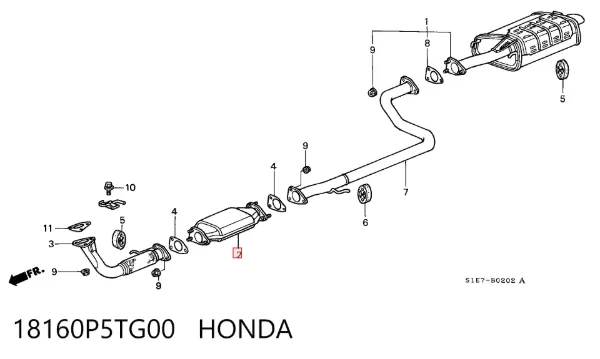 Catalizador 18160P5TG00 Honda