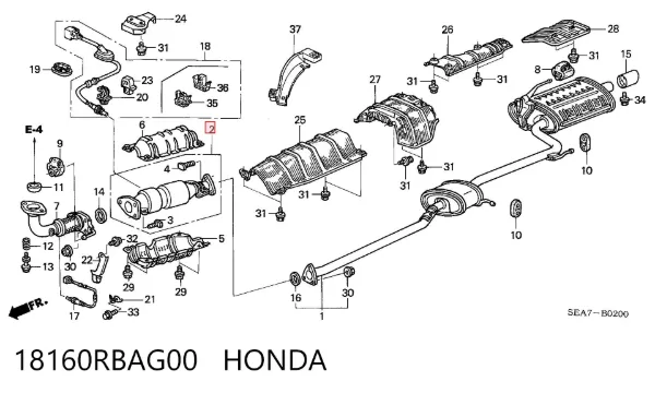 Catalizador 18160RBAG00 Honda