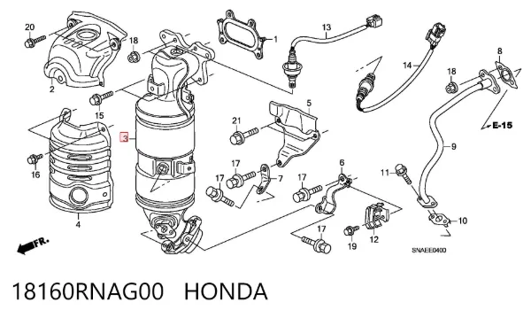 Catalizador 18160RNAG00 Honda