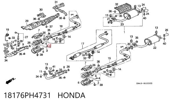 Perno del sistema de escape (silenciador) 18176PH4731 Honda
