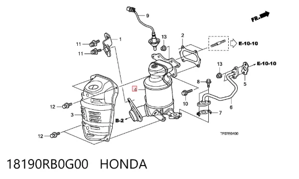 Catalizador 18190RB0G00 Honda