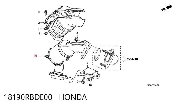 Catalizador 18190RBDE00 Honda