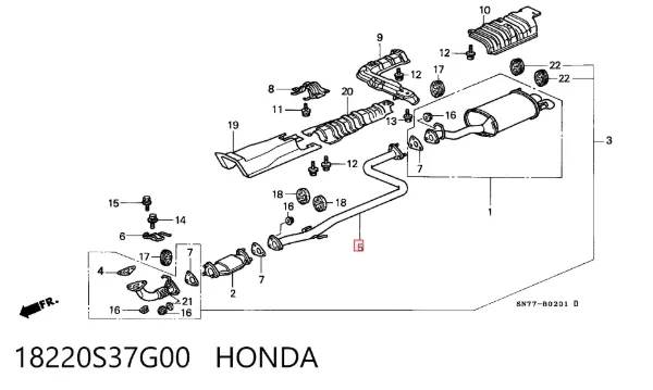 Silenciador central 18220S37G00 Honda