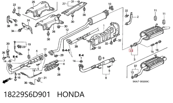 Junta de escape 18229S6D901 Honda