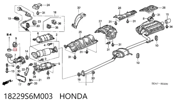 Junta de escape 18229S6M003 Honda