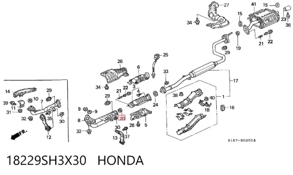 Junta de escape 18229SH3X30 Honda