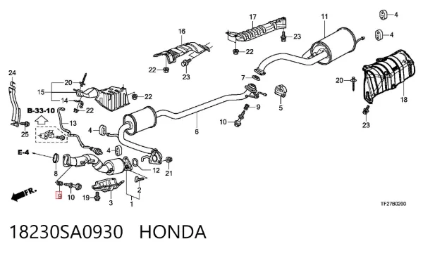 Resorte del sistema de escape 18230SA0930 Honda