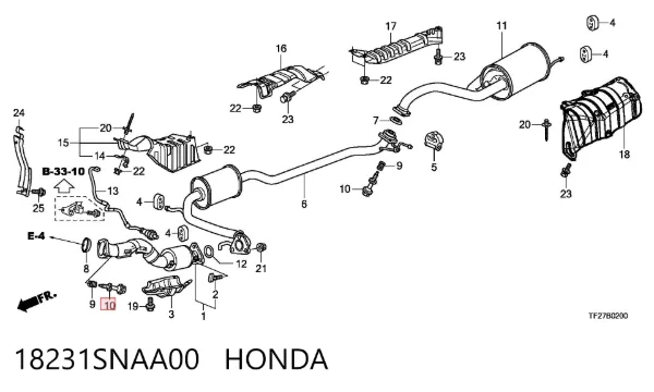 Espárrago del colector de escape 18231SNAA00 Honda