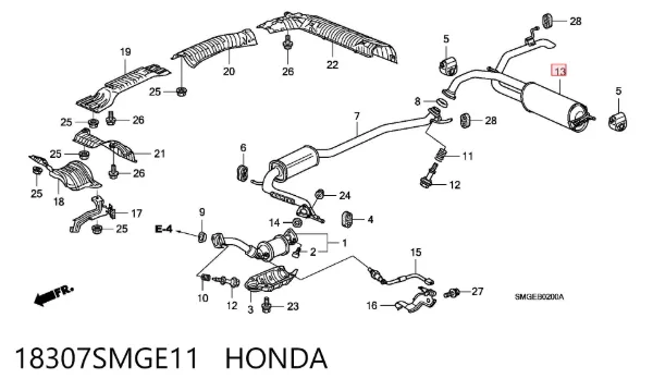 Silenciador trasero 18307SMGE11 Honda