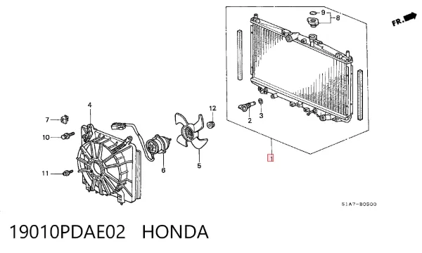 Radiador 19010PDAE02 Honda
