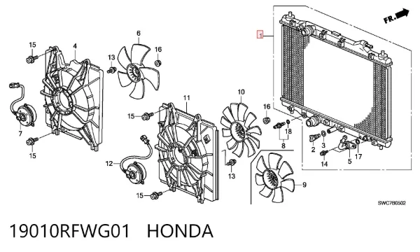 Radiador 19010RFWG01 Honda