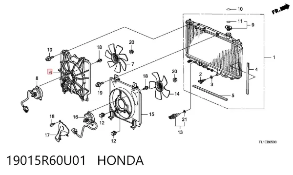 Bastidor radiador 19015R60U01 Honda