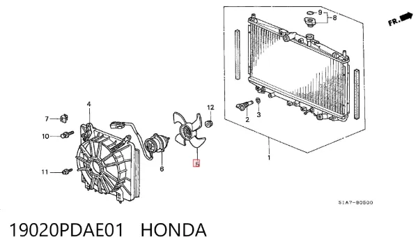 Ventilador de radiador 19020PDAE01 Honda