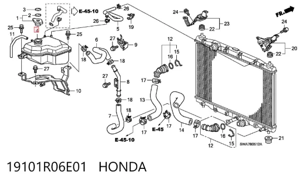 Vaso de expansión 19101R06E01 Honda