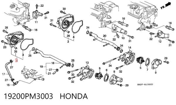 Bomba de agua 19200PM3003 Honda