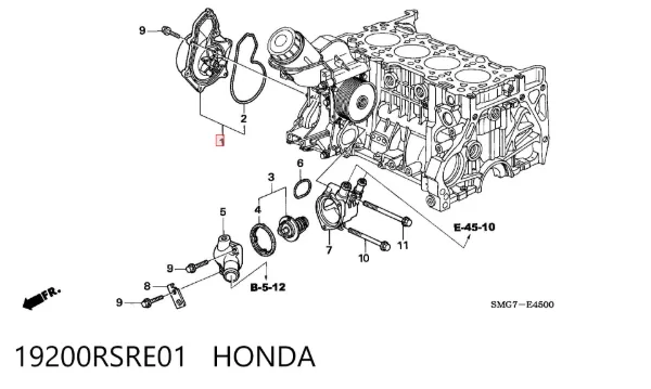 Bomba de agua 19200RSRE01 Honda