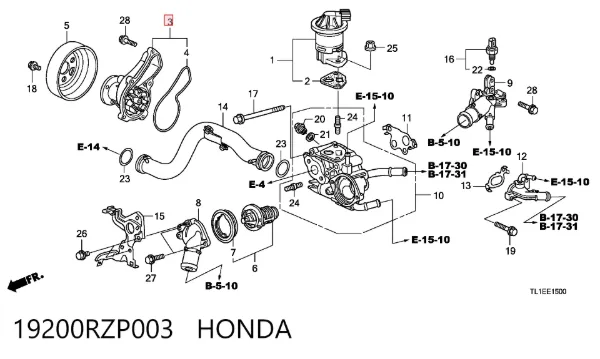 Bomba de agua 19200RZP003 Honda
