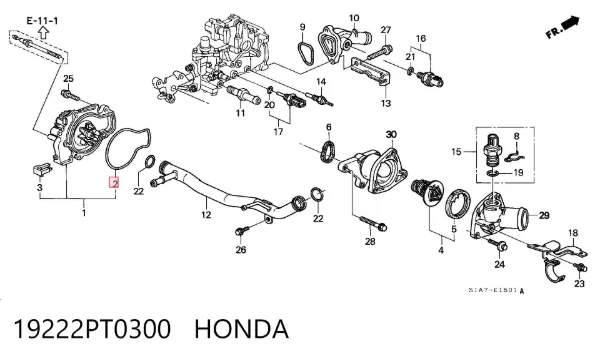 Junta de bomba de agua 19222PT0300 Honda