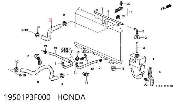 Manguera superior del radiador 19501P3F000 Honda