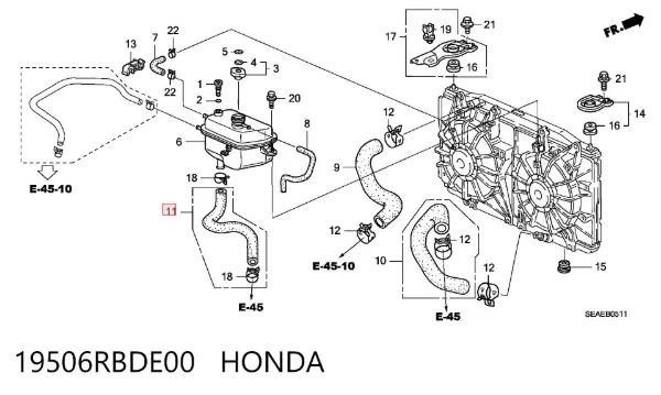 Manguera radiador 19506RBDE00 Honda