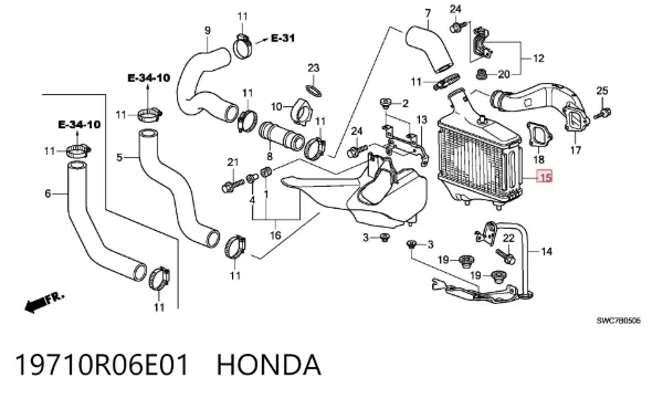 Intercooler 19710R06E01 Honda