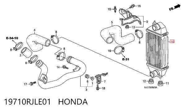 Intercooler 19710RJLE01 Honda