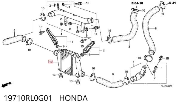Intercooler 19710RL0G01 Honda