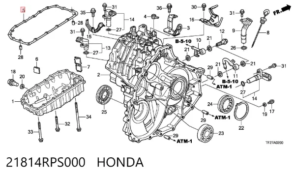 Junta del cárter de aceite de la caja de cambios Honda Civic VIII