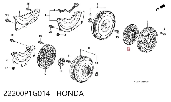 Disco de embrague 22200P1G014 Honda