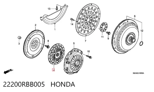Disco de embrague 22200RBB005 Honda