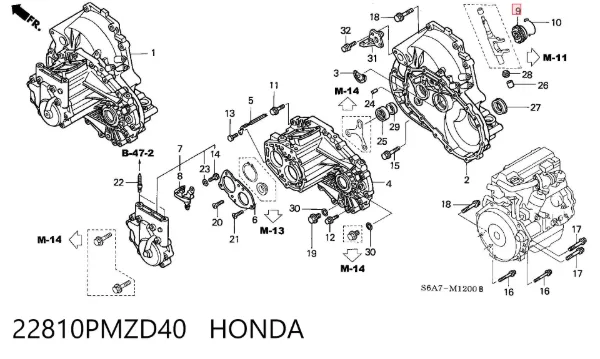 Cojinete de embrague 22810PMZD40 Honda